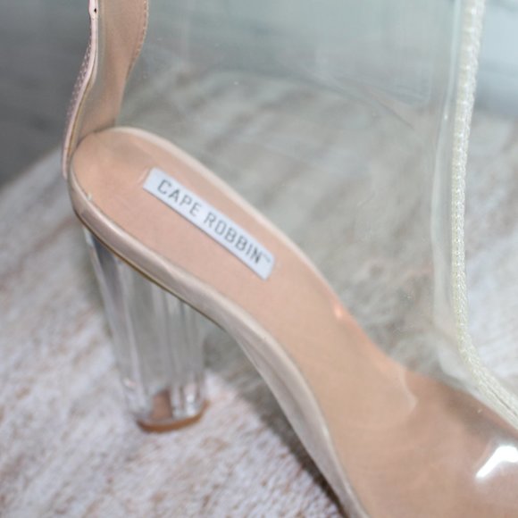Cape Robin Translucent Lucite Block Heel Boots - Picture 2 of 5